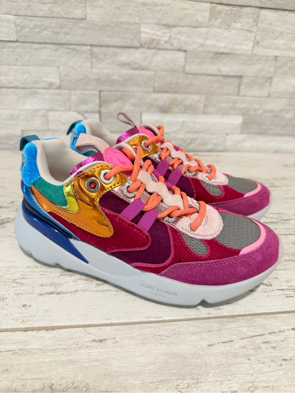 KURT GEIGER LONDON Suede Kurt Runner Sneakers Size 35.5EU-5.5US RAINBOW New